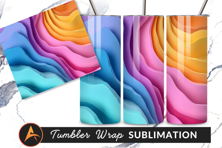 Colorful Layered Waves Gradient Art Tumbler PNG