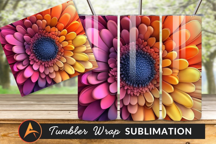 Abstract Gradient Flower Design Tumbler Png