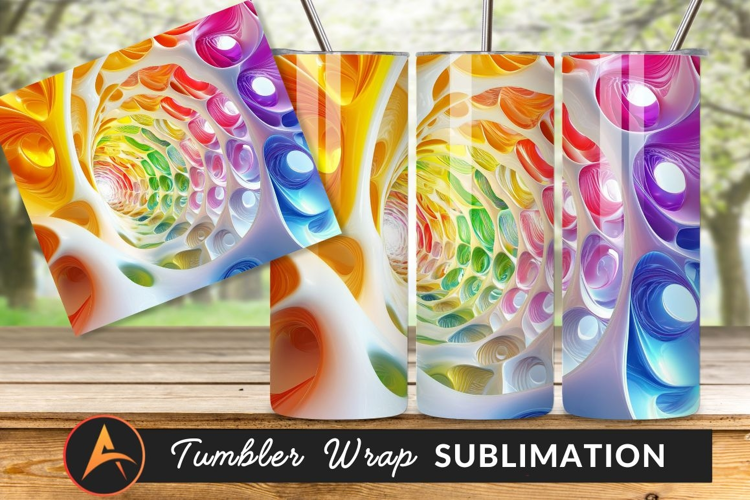 Abstract Colorful Tunnel 3D Rendering Tumbler Png