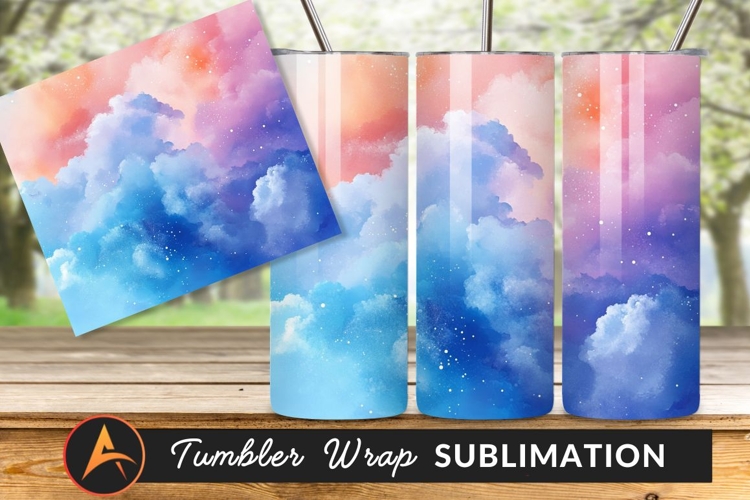 Watercolor Cloudscape Background With Pastel Tones Tumbler