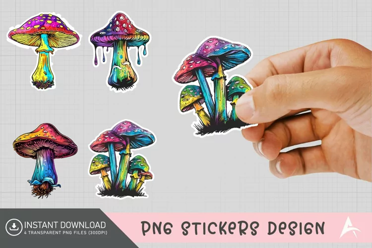 Mushroom Sticker Clipart,Boho Mushroom Sticker Clipart