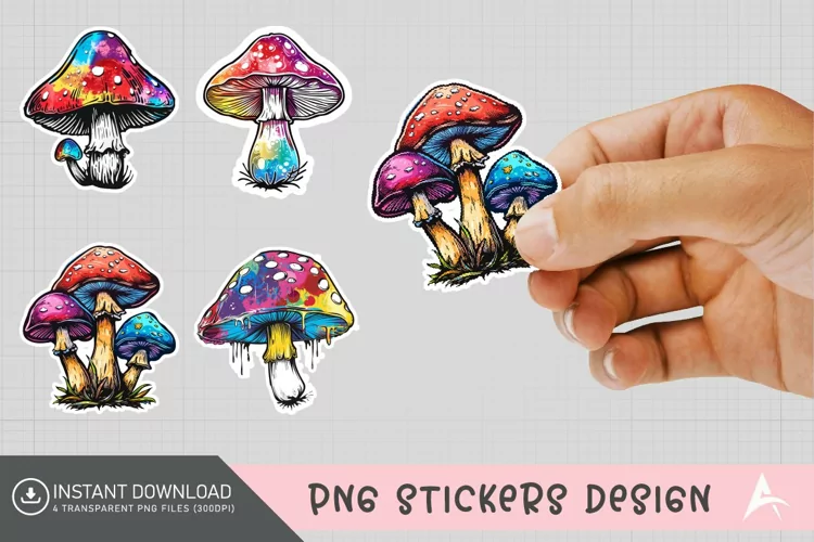 Mushroom Sticker Clipart,Boho Mushroom Sticker Clipart