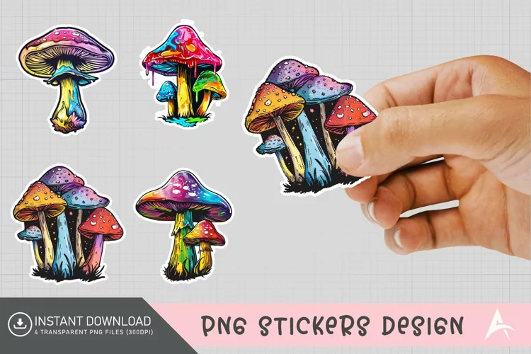 Mushroom Sticker Clipart,Boho Mushroom Sticker Clipart