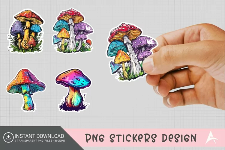 Mushroom Sticker Clipart,Boho Mushroom Sticker Clipart