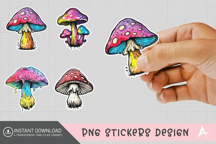 Mushroom Sticker Clipart,Boho Mushroom Sticker Clipart