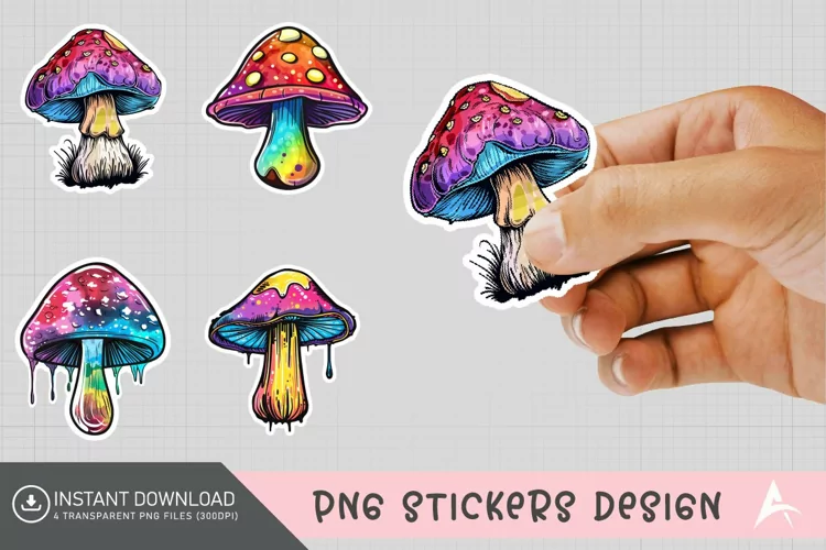 Mushroom Sticker Clipart,Boho Mushroom Sticker Clipart