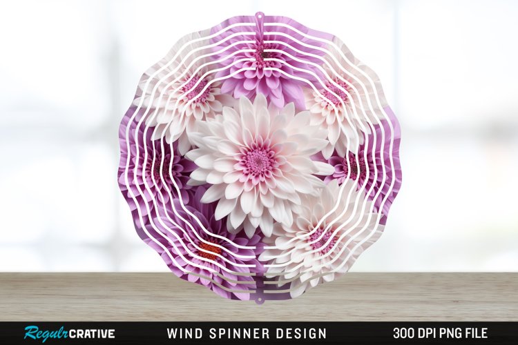 3D Aster Flowers Wind Spinner Sublimation Design PNG example image 1