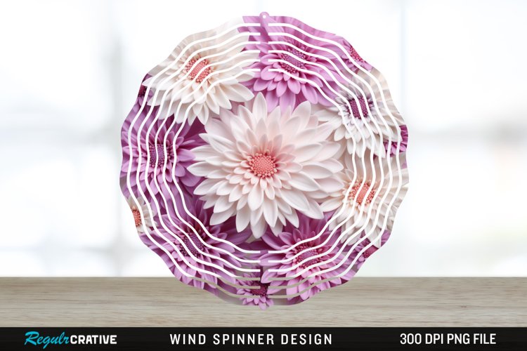 3D Aster Flowers Wind Spinner Sublimation Design PNG example image 1