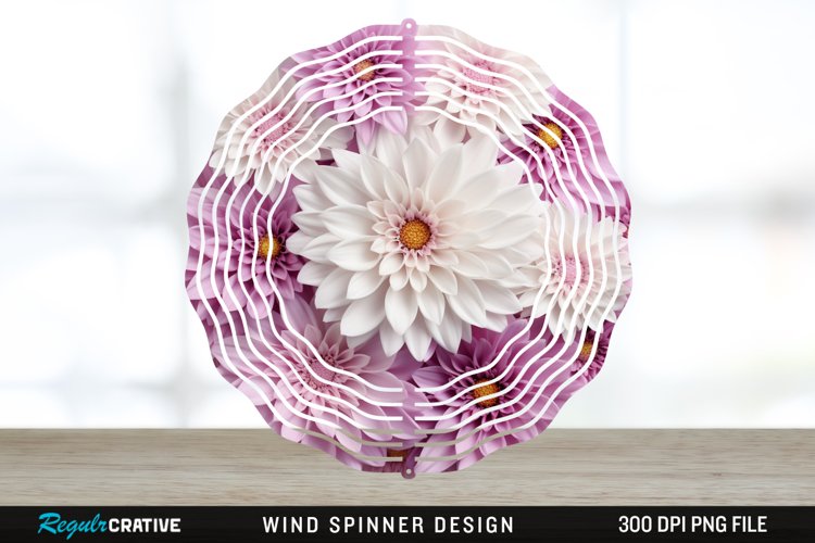 3D Aster Flowers Wind Spinner Sublimation Design PNG example image 1