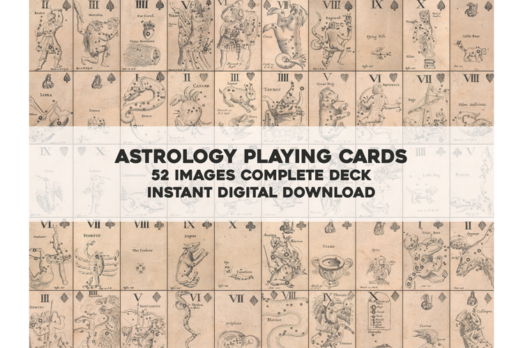 Complete 52 Card Deck Astrology Playing Cards Tarot
