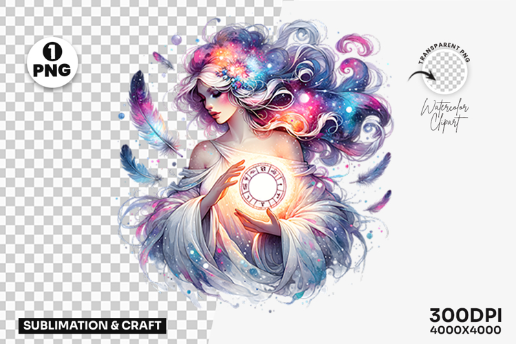 Astrology Girl Zodiac Horoscope Sign PNG Sublimation Design