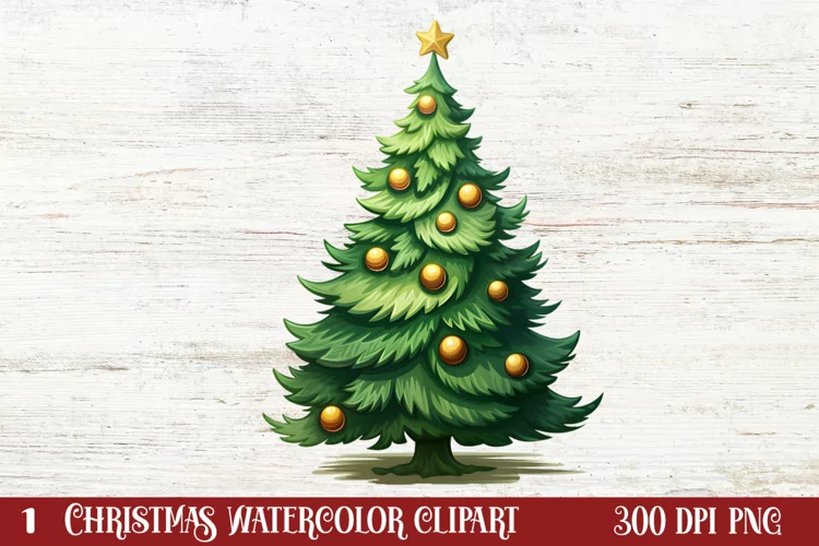Watercolor Christmas tree clipart, Christmas tree Clipart