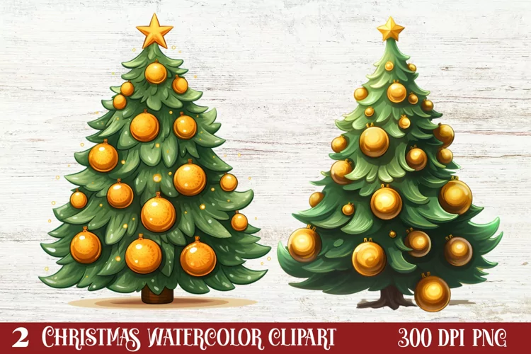 Watercolor Christmas tree clipart, Christmas tree Clipart