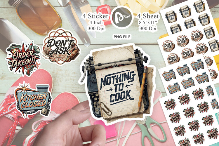 Atomic 50s Dinner Frustration Sticker example image 1