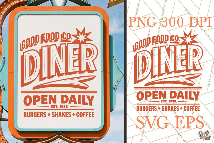 Retro Atomic Age Diner SVG PNG Mid Century Sign example image 1