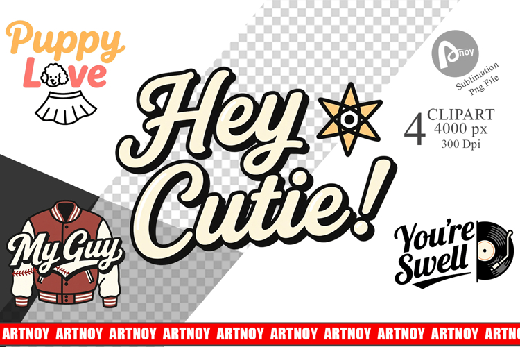 Atomic Love 50s Valentine Clipart