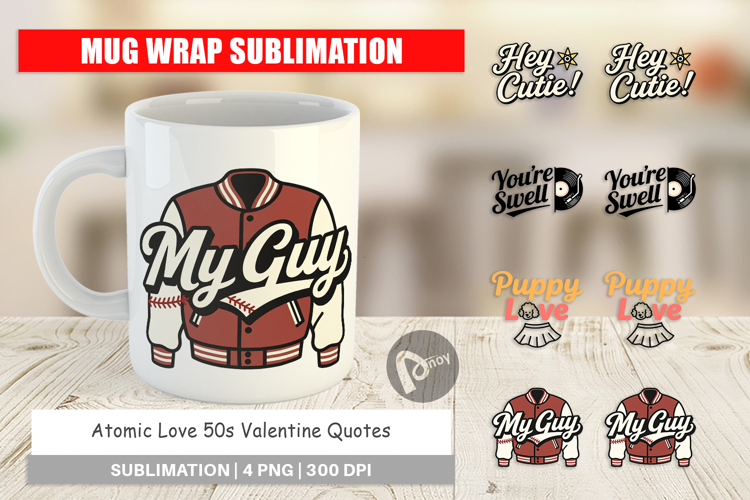 Atomic Love 50s Valentine Mug Wrap