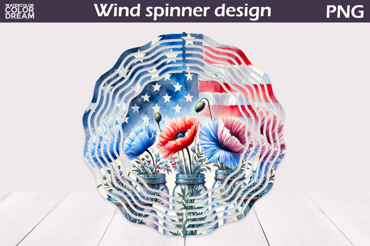 Patriotic Wind Spinner | 4th Of July Poppy Wind Spinner