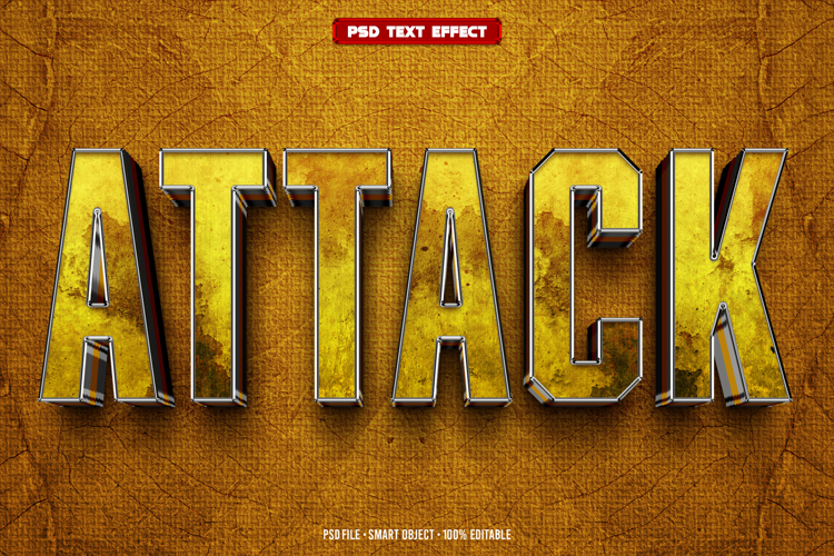 Attack 3D editable text effect