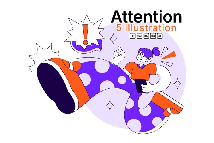 5 Attention Vector Illustration example image 1