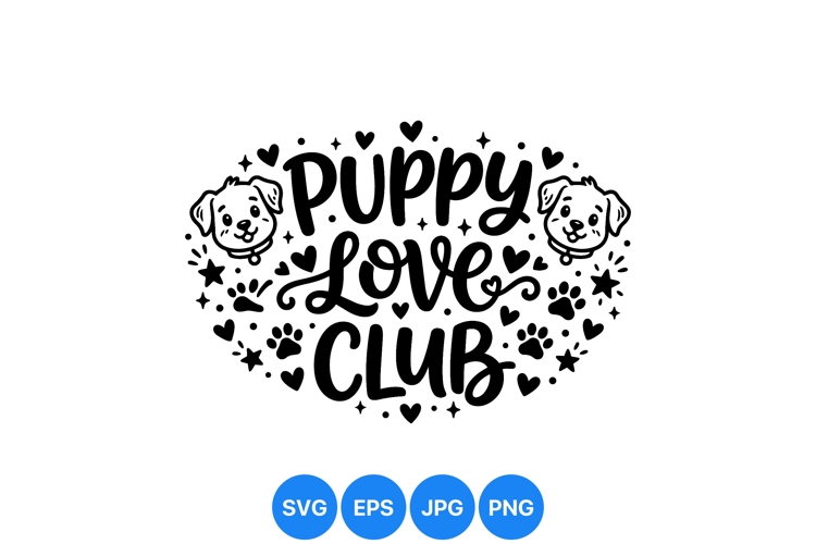 Hand Drawn Puppy Love Clipart For Crafting