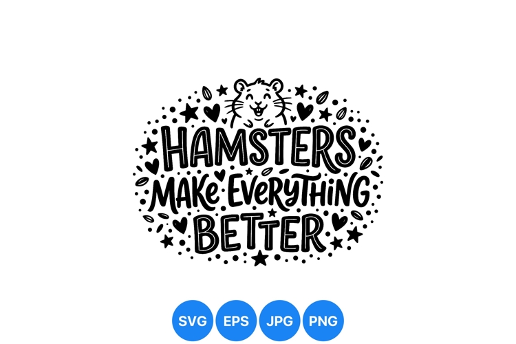 Hand Drawn Hamster Typography Clipart Design