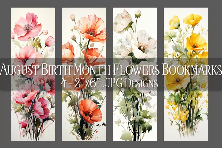 Floral Bookmark, August Bookmark, Poppy Flowers Bookmarks s1