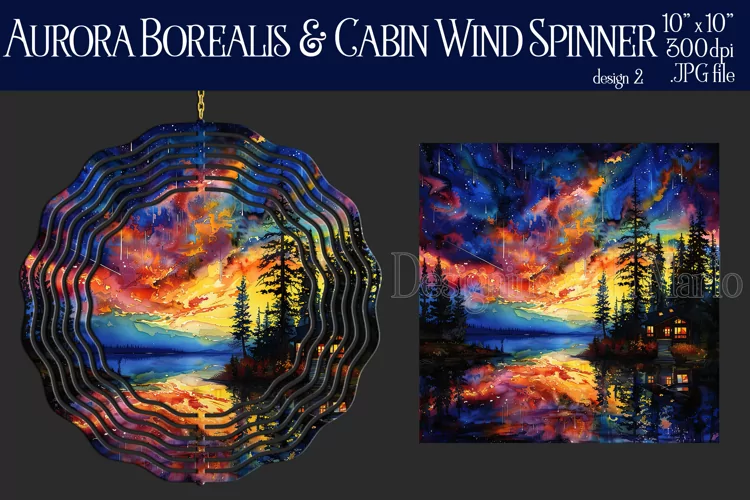 Wind Spinner, Aurora Borealis Wind Spinner, Cabin on Lake 2