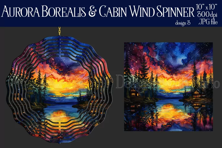 Wind Spinner, Aurora Borealis Wind Spinner, Cabin on Lake 3