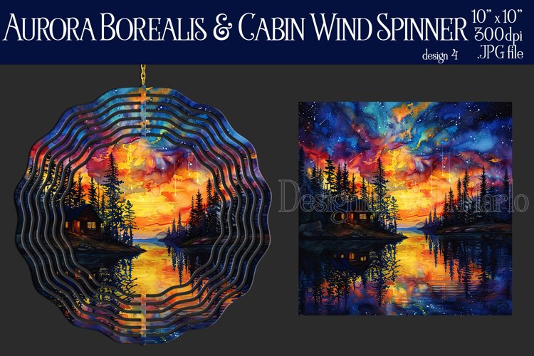 Wind Spinner, Aurora Borealis Wind Spinner, Cabin on Lake 4