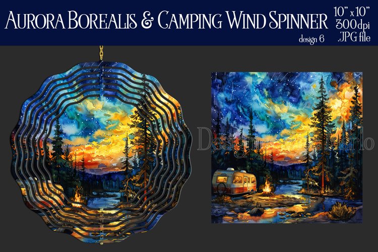 Wind Spinner, Aurora Borealis Wind Spinner, Camping, d6 example image 1