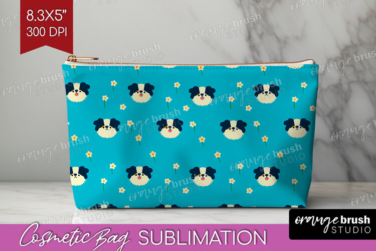 Australian Shepherd Dog Cosmetic Bag Cute Chibi Puppy Makeup example image 1
