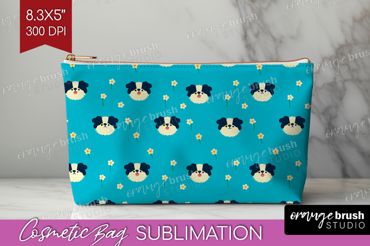 Australian Shepherd Dog Cosmetic Bag Cute Chibi Puppy Makeup