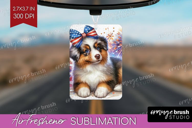 Australian Shepherd Dog Air Freshener PNG Patriotic Dog PNG