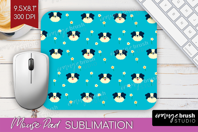 Australian Shepherd Dog Mouse Pad Sublimation Cute Chibi PNG