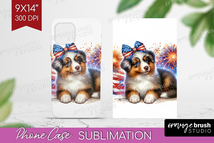Australian Shepherd Dog Phone Case PNG Patriotic Dog Case