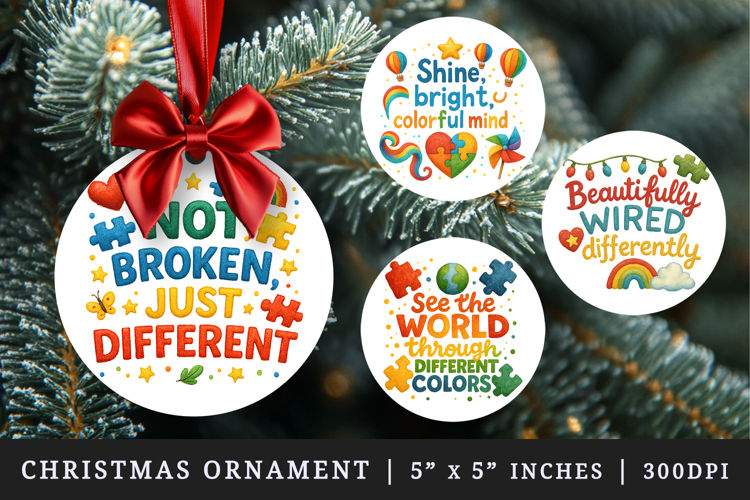 Autism Awareness round ornaments sublimation design