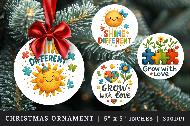 Autism Awareness round ornaments sublimation design