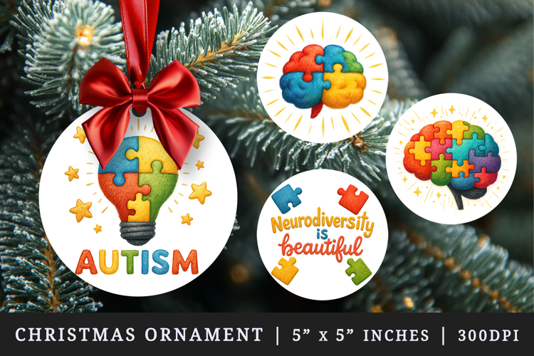 Autism Awareness round ornaments sublimation design