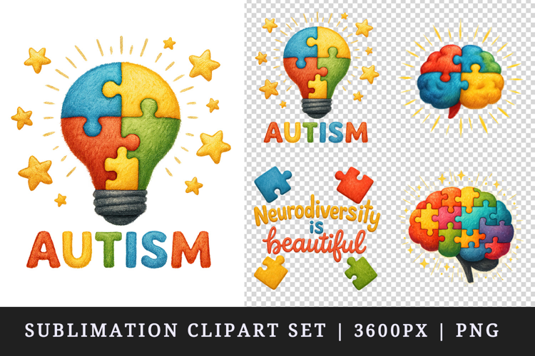 Autism Awareness clipart printable sublimation design png