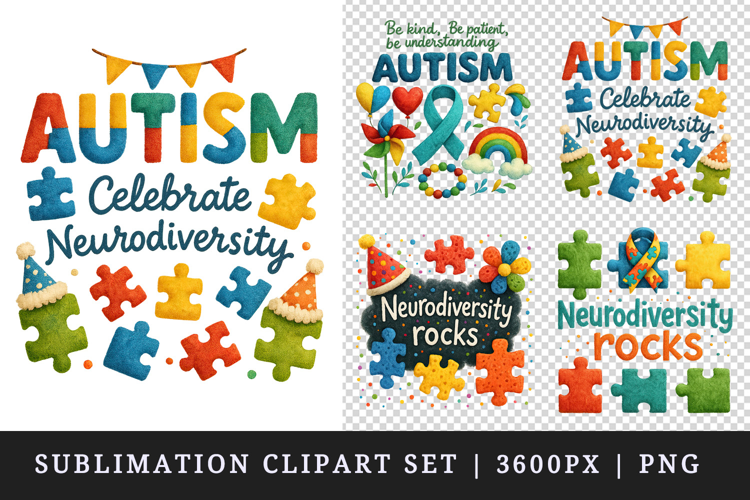 Autism Awareness clipart printable sublimation design png