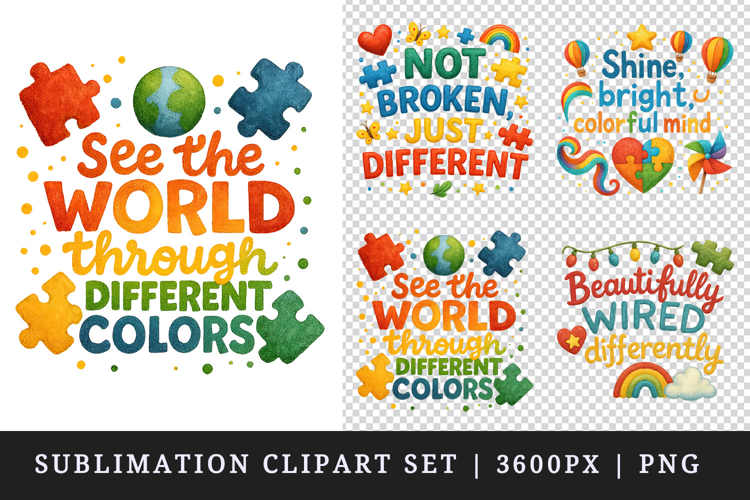 Autism Awareness clipart printable sublimation design png