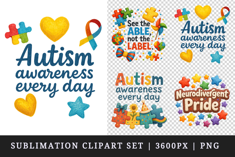 Autism Awareness clipart printable sublimation design png