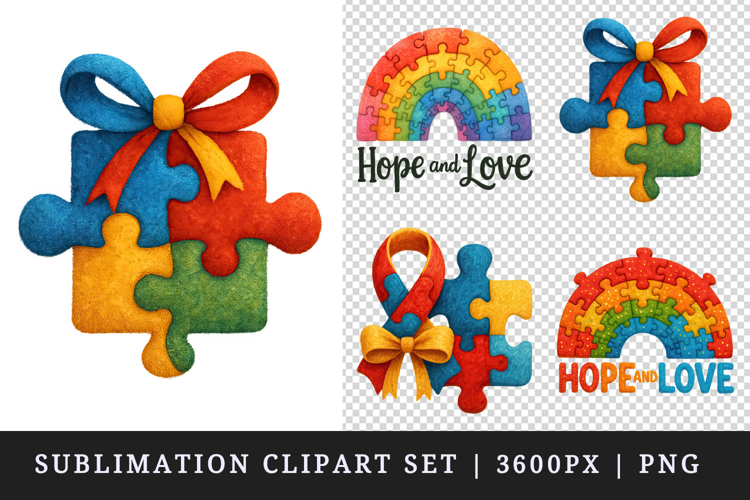 Autism Awareness clipart printable sublimation design png