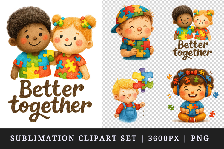 Autism Awareness clipart printable sublimation design png