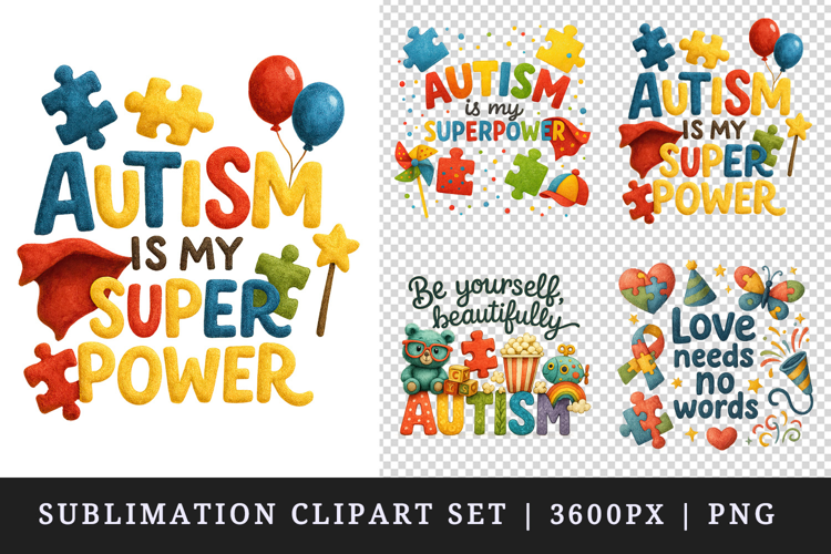 Autism Awareness clipart printable sublimation design png