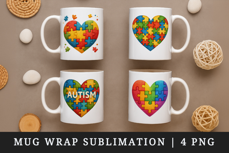 Autism Awareness mug wrap printable sublimation design