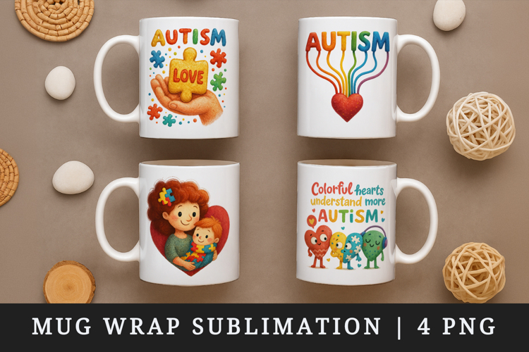 Autism Awareness mug wrap printable sublimation design
