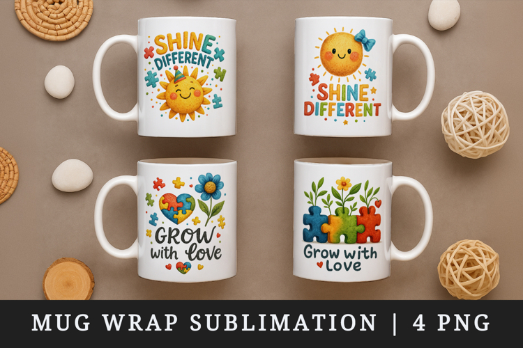 Autism Awareness mug wrap printable sublimation design