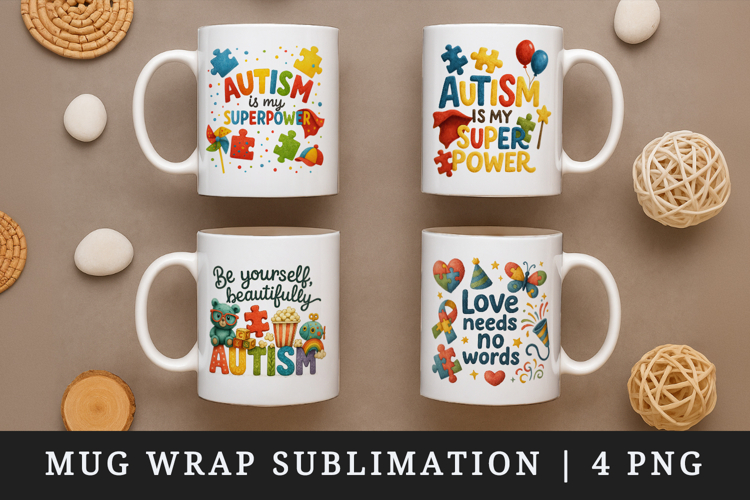 Autism Awareness mug wrap printable sublimation design
